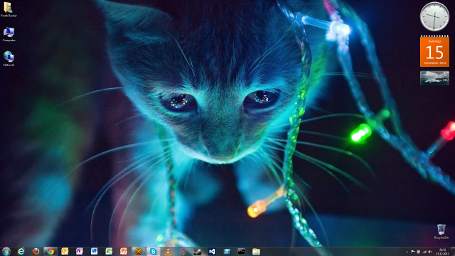 Cat looking camera clock lights free wallpaper for desktop - medium preview image