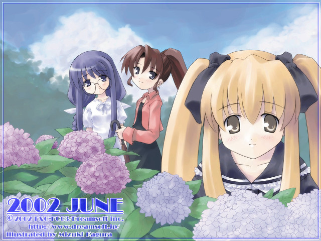 Anime girls flower field outdoors free wallpaper for desktop - medium preview image