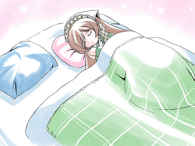 Sleeping person bed blanket pillow free wallpaper for desktop - medium preview image