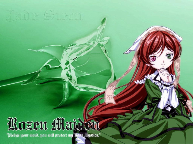 Anime girl red hair green #2 free wallpaper for desktop - medium preview image