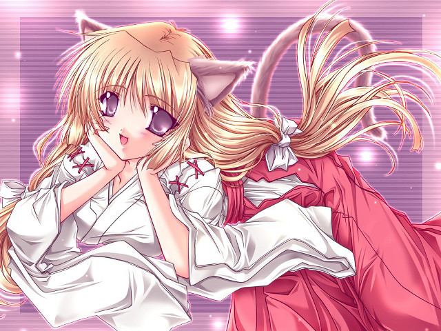 Anime girl blonde cat ears #3 free wallpaper for desktop - medium preview image