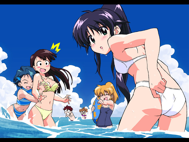 Cartoon women bikini beach anime free wallpaper for desktop - medium preview image