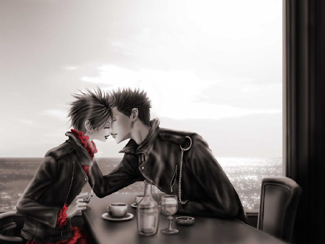 City ocean couple anime neo free wallpaper for desktop - medium preview image