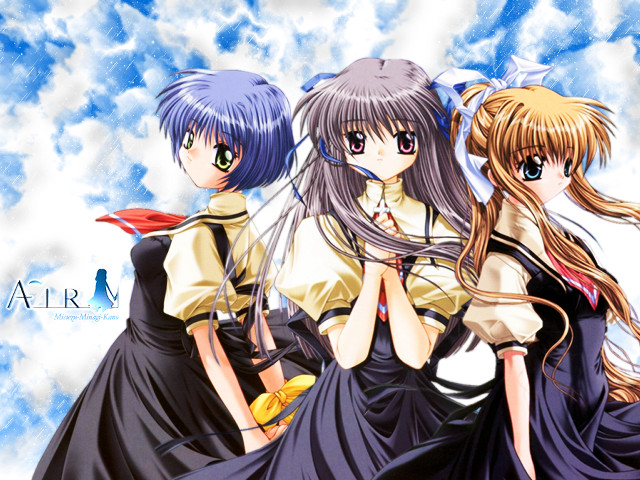 Three girls anime long hair free wallpaper for desktop - medium preview image