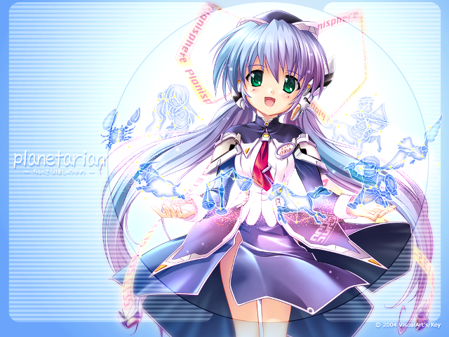 Anime girl purple dress blue free wallpaper for desktop - medium preview image