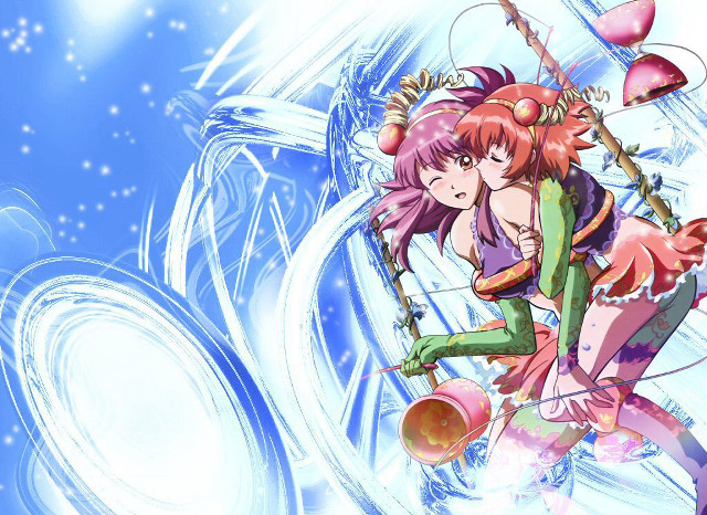 Anime couple hugging blue bubbles free wallpaper for desktop - medium preview image