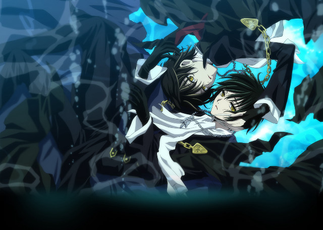 Anime couple gothic blue black free wallpaper for desktop - medium preview image