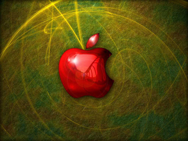 Red apple green background swirling free wallpaper for desktop - medium preview image