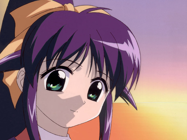 Purple hair green eyes smile free wallpaper for desktop - medium preview image