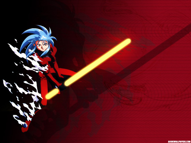 Cartoon sword girl bluehair red free wallpaper for desktop - medium preview image