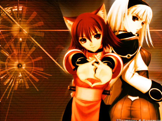 Anime girls clocktower fireworks cat free wallpaper for desktop - medium preview image