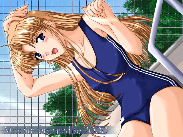 Aguri uchida blueswimsuit wind tennis free wallpaper for desktop - medium preview image