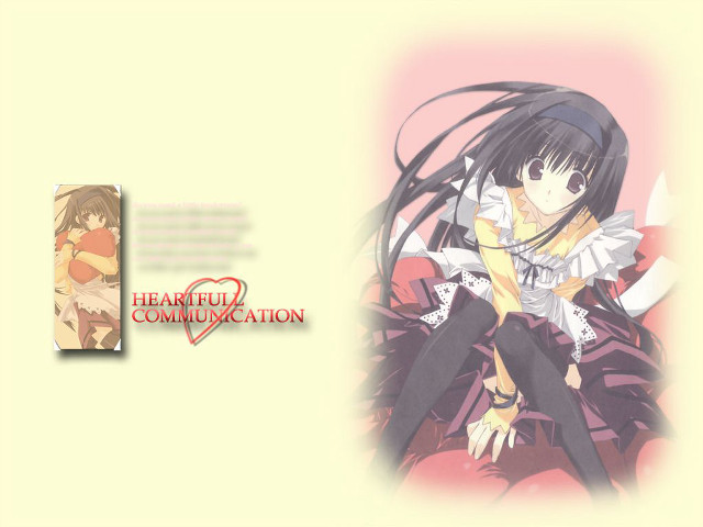 Long haired girl heart banner free wallpaper for desktop - medium preview image