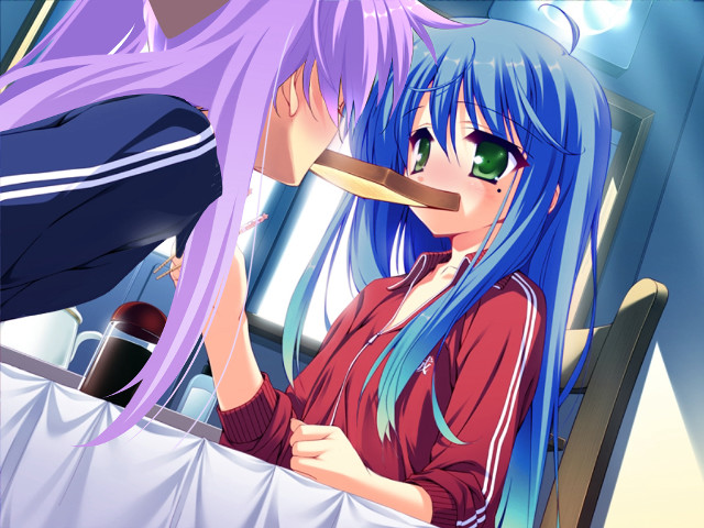Bluehair purplewig twogirls yandere pastel free wallpaper for desktop - medium preview image