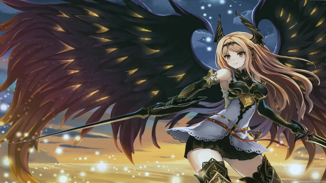 Woman sword wings snow field free wallpaper for desktop - medium preview image