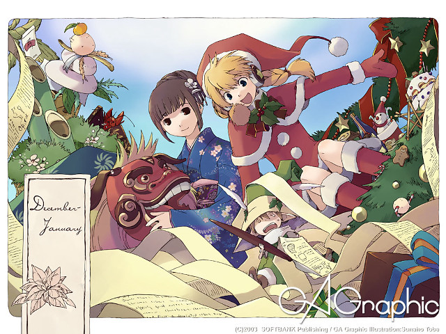 Christmas girls deer antlers santa free wallpaper for desktop - medium preview image