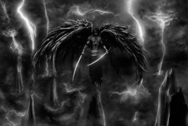 Demon wings sword sky lightning free wallpaper for desktop - medium preview image