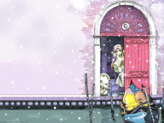 Girl dog pink door winter free wallpaper for desktop - medium preview image