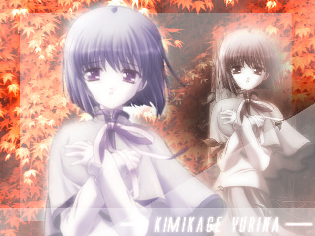 Anime girls autumn leaves holography free wallpaper for desktop - medium preview image