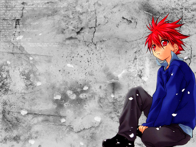 Red hair man sitting snow free wallpaper for desktop - medium preview image