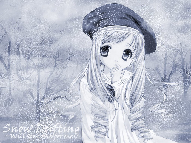 Girl hat longhair snow forest free wallpaper for desktop - medium preview image