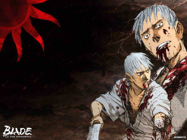 Blood bloodied anime characters violence free wallpaper for desktop - medium preview image