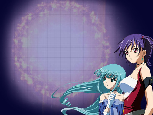 Anime two girls blue hair free wallpaper for desktop - medium preview image
