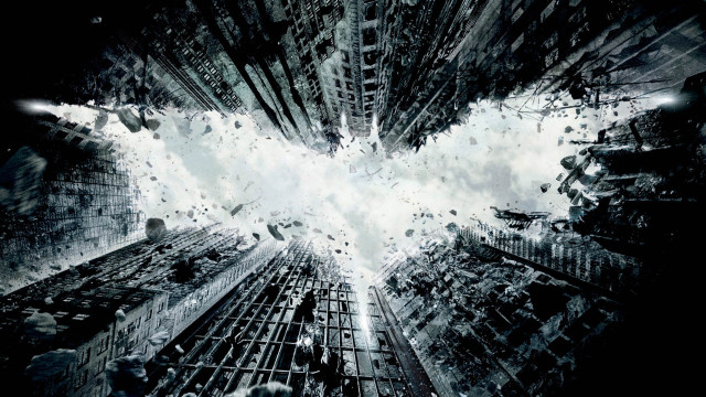 Batman explosion buildings clouds lightning free wallpaper for desktop - medium preview image
