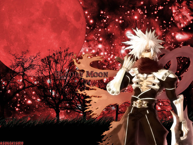 White hair anime gothic red free wallpaper for desktop - medium preview image