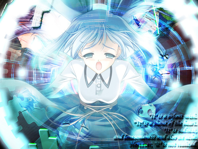 Blue hair girl crying cat free wallpaper for desktop - medium preview image