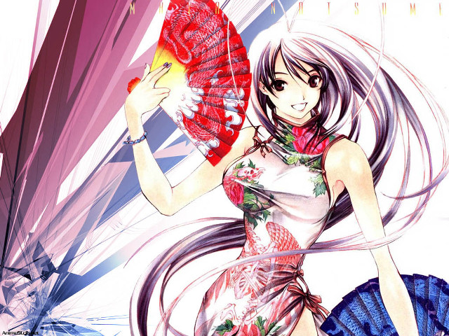 Woman dress fan flower manga free wallpaper for desktop - medium preview image