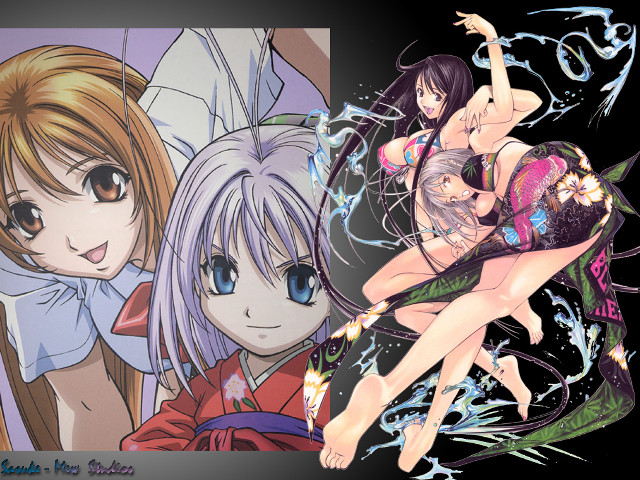 Anime kiyukawa girls kimono water free wallpaper for desktop - medium preview image