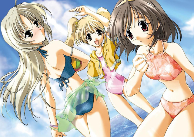 Sky anime girls bikinis pointing free wallpaper for desktop - medium preview image