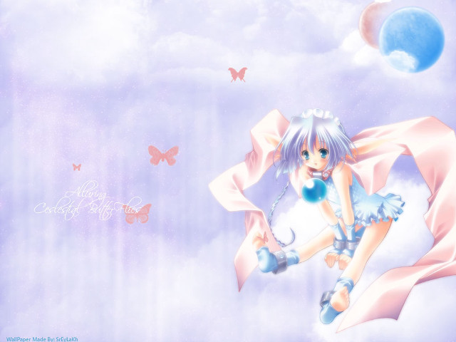 Girl flying butterfly blueball night free wallpaper for desktop - medium preview image