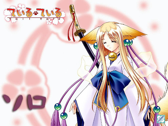 Anime blonde sword white dress free wallpaper for desktop - medium preview image