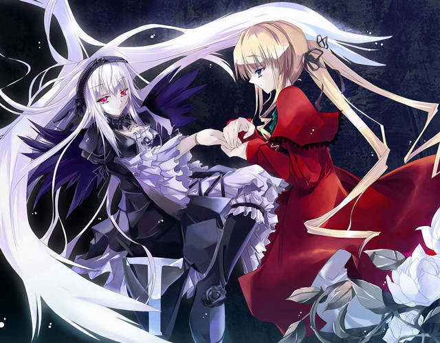Anime gothic flowers sword blonde free wallpaper for desktop - medium preview image