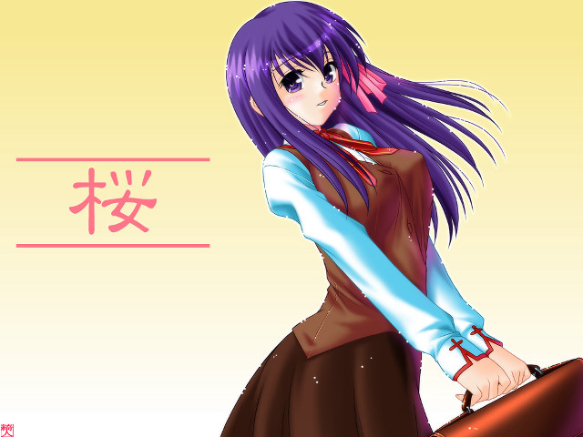 Purple hair blue shirt brown free wallpaper for desktop - medium preview image