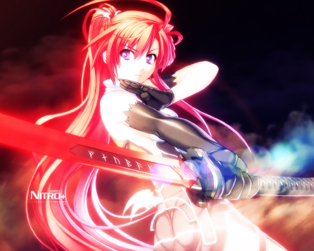 Anime character sword red back free wallpaper for desktop - medium preview image