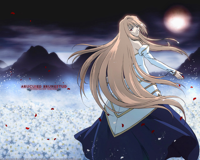 Woman snow moon flowers anime free wallpaper for desktop - medium preview image