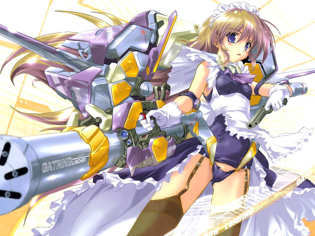 Woman dress gun mecha maid free wallpaper for desktop - medium preview image