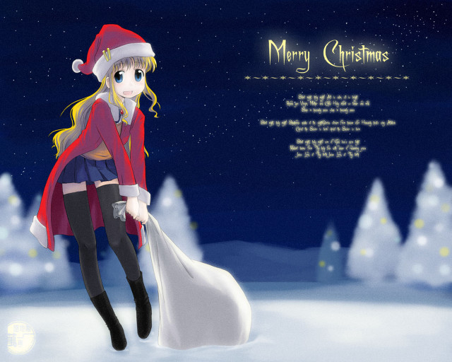 Girl red coat holding presents free wallpaper for desktop - medium preview image