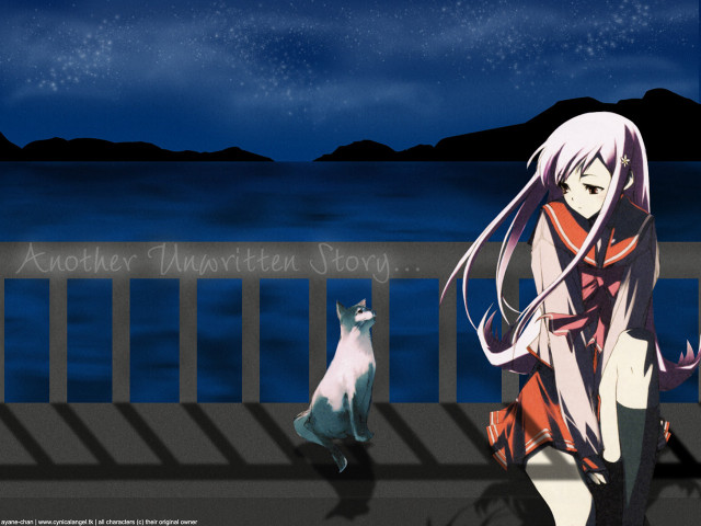 Woman cat sidewalk night moon free wallpaper for desktop - medium preview image