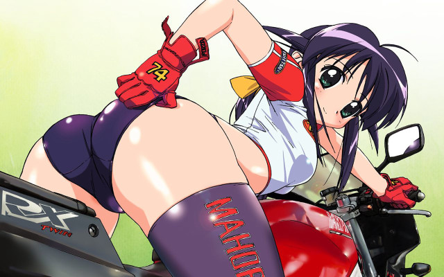 Woman motorcycle helmet gloves green free wallpaper for desktop - medium preview image