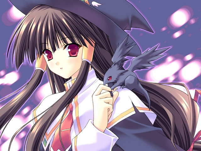 Girl hat bird purple bubbles free wallpaper for desktop - medium preview image