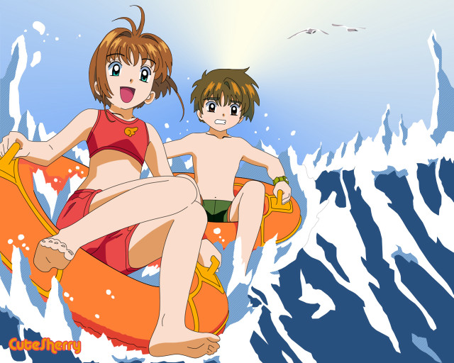 Boy girl boogieboard ocean wave free wallpaper for desktop - medium preview image