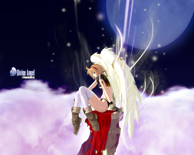 Woman cloud angel moon stars free wallpaper for desktop - medium preview image