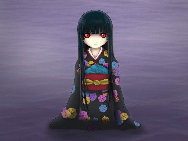 Woman kimono water purple flowers free wallpaper for desktop - medium preview image