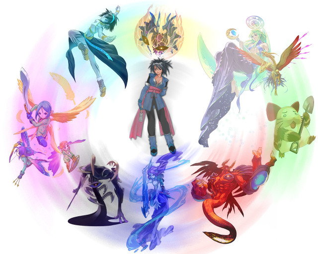 Anime group circle wings gloves free wallpaper for desktop - medium preview image