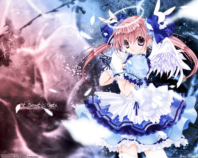 Anime girl blue dress angel #2 free wallpaper for desktop - medium preview image