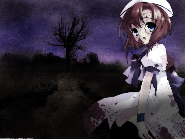 Girl white dress hat blood free wallpaper for desktop - medium preview image